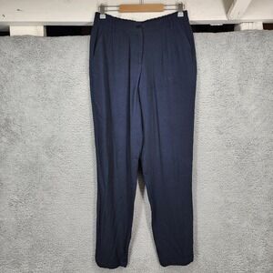 Pablo Women Size 38 US 8 Navy Blue Pleated Trousers Pants Acetate Viscose Blend‎